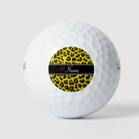 Gepersonaliseerde naam geel luipspatroon golfballen (Voorkant)