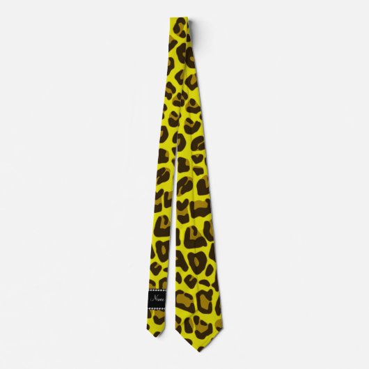 Gepersonaliseerde naam geel luipspatroon stropdas (Achterkant)