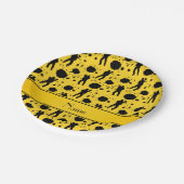 Gepersonaliseerde naam geel paintbalpatroon papieren bordje (Gekanteld)