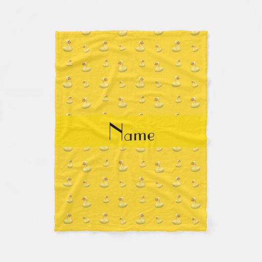 Gepersonaliseerde naam geel patroon van rubbereend fleece deken (Voorkant)