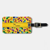 Gepersonaliseerde naam geel schattig automatroon bagagelabel (Voorkant horizontaal)
