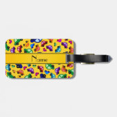 Gepersonaliseerde naam geel schattig automatroon bagagelabel (Achterkant horizontaal)