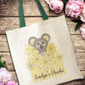 Gepersonaliseerde naam Geel Schattige Baby Koala K Tote Bag