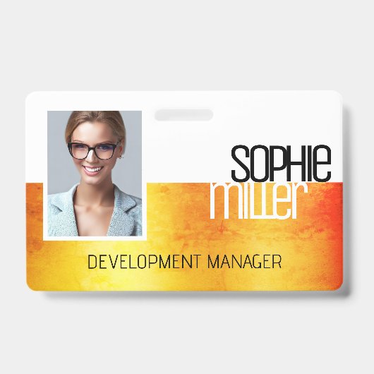 Gepersonaliseerde naam Geel Sinaasappel Gradient T Badge (Voorzijde)