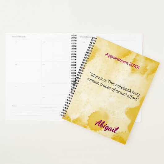 Gepersonaliseerde naam Geel Waterverf Afspraak Planner (Display)