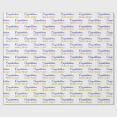 Gepersonaliseerde naam Gefeliciteerd Blauw Goud, W Cadeaupapier (Vlak)