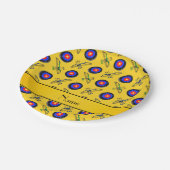 Gepersonaliseerde naam gele archery papieren bordje (Gekanteld)