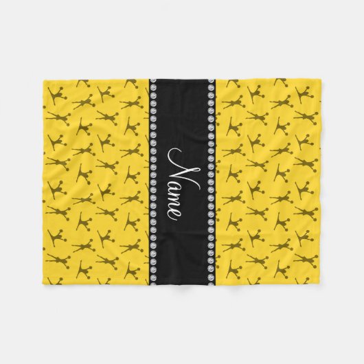 Gepersonaliseerde naam gele cheerleader patroon fleece deken (Voorkant (Horizontaal))