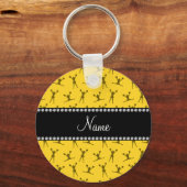 Gepersonaliseerde naam gele cheerleader patroon sleutelhanger (Voorkant)