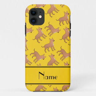 Gepersonaliseerde naam gele chihuahua-honden iPhone 11 hoesje