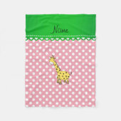 Gepersonaliseerde naam gele giraffe roze polka dot fleece deken (Voorkant)