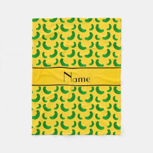 Gepersonaliseerde naam gele groene augurken fleece deken (Voorkant)