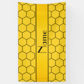 Gepersonaliseerde naam gele honingraat spandoek (Verticaal)