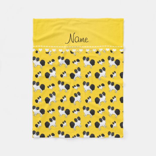 Gepersonaliseerde naam gele papillonhonden fleece deken (Voorkant)