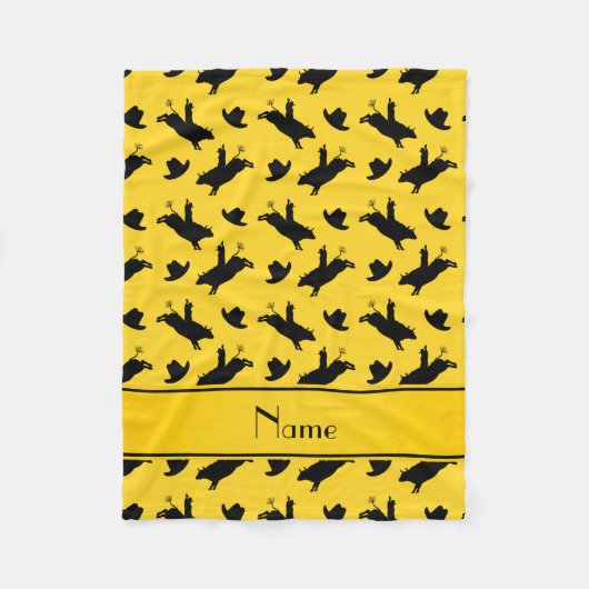 Gepersonaliseerde naam gele rodeo stier die patroo fleece deken (Voorkant)