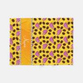 Gepersonaliseerde naam gele roze koffiebekers fleece deken (Voorkant (Horizontaal))