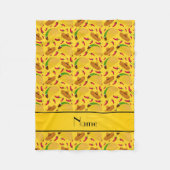 Gepersonaliseerde naam gele tacos sombreros chilis fleece deken (Voorkant)