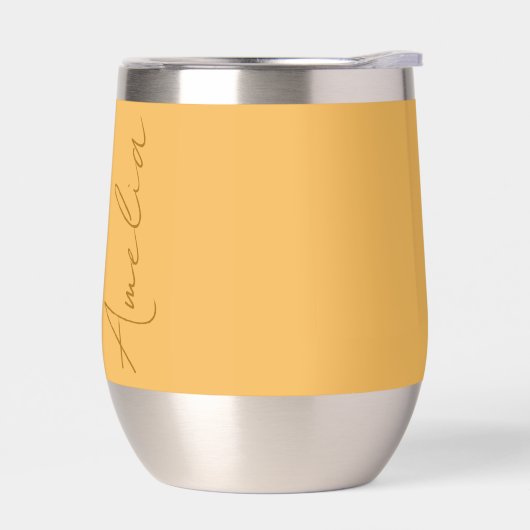 Gepersonaliseerde naam Gele Thermische Wijn Tumble (Links)
