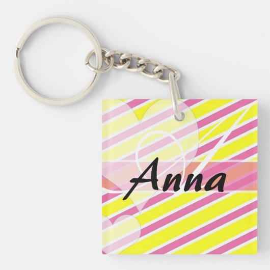 Gepersonaliseerde naam Geometric Pattern Sleutelha Sleutelhanger (voorkant)