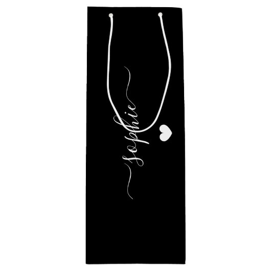 Gepersonaliseerde naam geschenkzak, verjaardag ges wijn cadeautas (Voorkant)