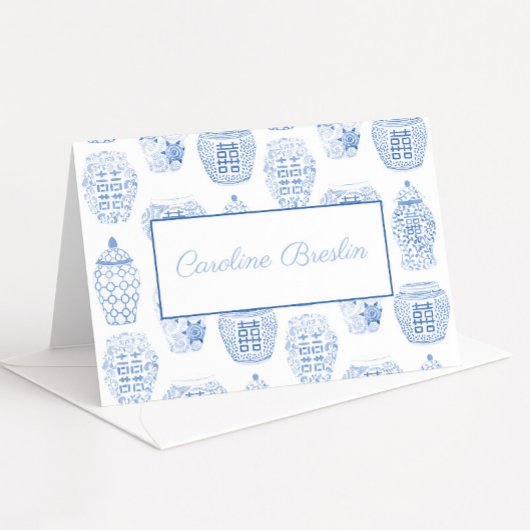 Gepersonaliseerde naam ginger pot briefpapier bedankkaart