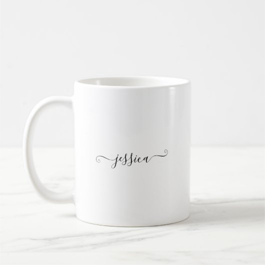 Gepersonaliseerde naam Girly Black Script Kalligra Koffiemok (Links)