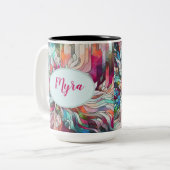 Gepersonaliseerde naam Glas in lood Abstract Tweekleurige Koffiemok (Voorkant links)