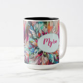 Gepersonaliseerde naam Glas in lood Abstract Tweekleurige Koffiemok (Voorkant rechts)