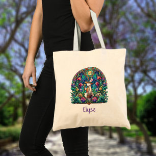 Gepersonaliseerde naam Glas in lood Paashaas Tote Bag