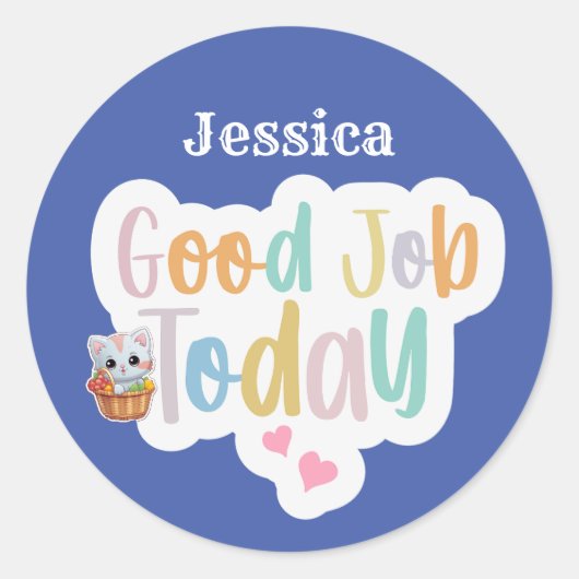 Gepersonaliseerde naam Goede baan vandaag Ronde Sticker (Voorkant)