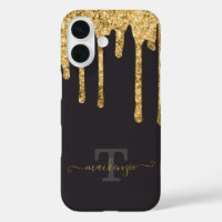 Gepersonaliseerde naam Gold Fake Glitter Drip Mono