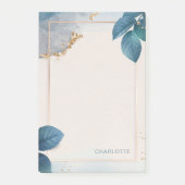 Gepersonaliseerde naam Gold Glitter Floral Waterve Post-it® Notes (Voorkant)