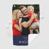 Gepersonaliseerde naam Golf Clubs Foto Navy Blue Golfhanddoek (Insitu)