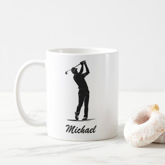 Gepersonaliseerde naam Golf Player Golfen Koffiemok (Met donut)