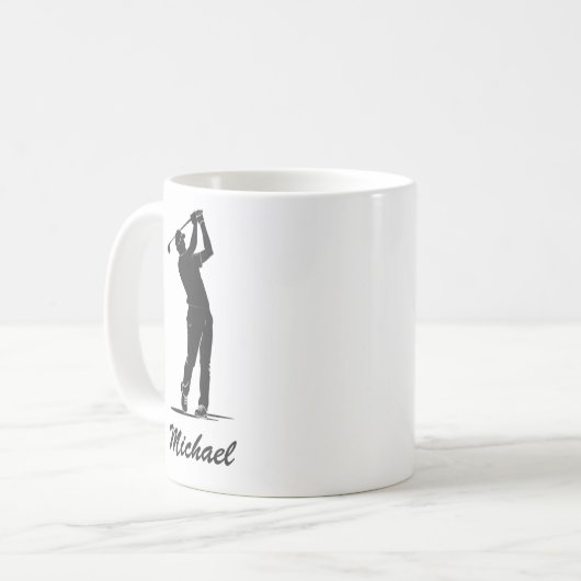 Gepersonaliseerde naam Golf Player Golfen Koffiemok (Voorkant links)