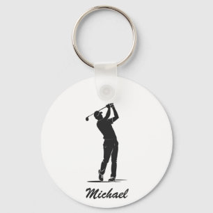 Gepersonaliseerde naam Golf Player Golfen Sleutelhanger