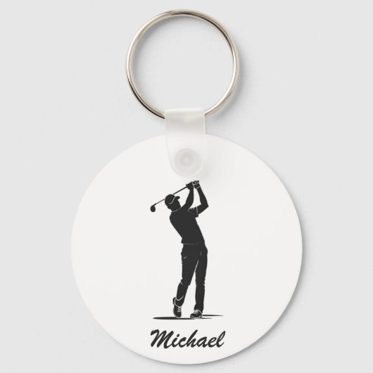 Gepersonaliseerde naam Golf Player Golfen Sleutelhanger (Voorkant)