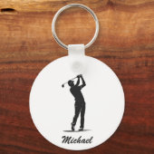 Gepersonaliseerde naam Golf Player Golfen Sleutelhanger (Voorkant)