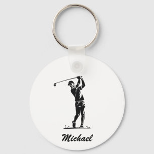 Gepersonaliseerde naam Golf Player Golfen Sleutelhanger
