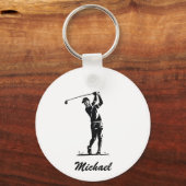 Gepersonaliseerde naam Golf Player Golfen Sleutelhanger (Achterkant)