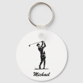 Gepersonaliseerde naam Golf Player Golfen Sleutelhanger (Achterkant)