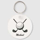 Gepersonaliseerde Naam Golf stick bal Golfer Golfe Sleutelhanger (Voorkant)
