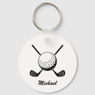 Gepersonaliseerde Naam Golf stick bal Golfer Golfe Sleutelhanger