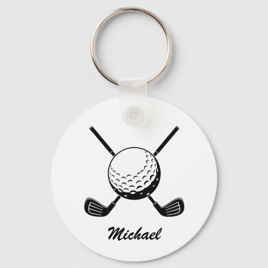 Gepersonaliseerde Naam Golf stick bal Golfer Golfe Sleutelhanger (Voorkant)