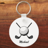 Gepersonaliseerde Naam Golf stick bal Golfer Golfe Sleutelhanger (Voorkant)