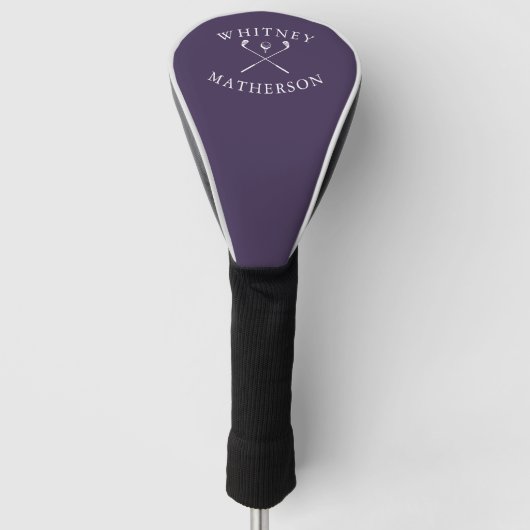 Gepersonaliseerde naam golfclubs Paarse en witte Golfheadcover (Voorkant)