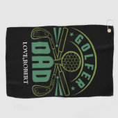 Gepersonaliseerde naam Golfer Dad Golfhanddoek (Horizontaal)