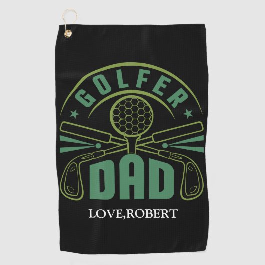 Gepersonaliseerde naam Golfer Dad Golfhanddoek (Voorkant)