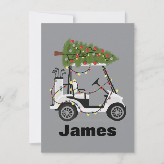Gepersonaliseerde Naam Golfer Kerst Golf Winkelwag Feestdagenkaart (Voorkant)
