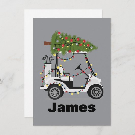 Gepersonaliseerde Naam Golfer Kerst Golf Winkelwag Feestdagenkaart (Voorkant / Achterkant)